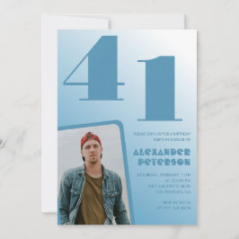 Blauwe gradiënt 41e verjaardag uitnodigingen Manne