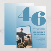 Blauwe gradiënt 46e verjaardag uitnodigingen Manne (Voorkant / Achterkant)