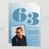 Blauwe gradiënt 63e verjaardag uitnodigingen Manne (Voorkant / Achterkant)
