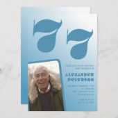 Blauwe gradiënt 77e verjaardag uitnodigingen Manne (Voorkant / Achterkant)