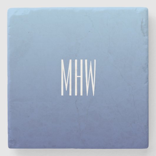 Blauwe gradiënt aangepaste monogram onderzetters (Voorkant)