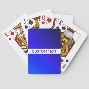 Blauwe Gradiënt & Bewerkbare Tekst op Witte Streep Pokerkaarten