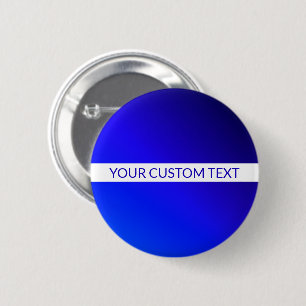 Blauwe Gradiënt & Bewerkbare Tekst op Witte Streep Ronde Button 5,7 Cm