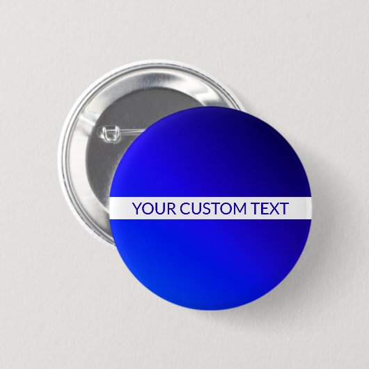Blauwe Gradiënt & Bewerkbare Tekst op Witte Streep Ronde Button 5,7 Cm (Voorkant /achterkant)