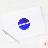 Blauwe Gradiënt & Bewerkbare Tekst op Witte Streep Ronde Sticker (Envelop)