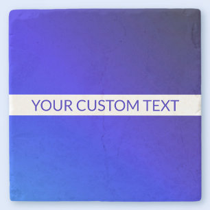 Blauwe Gradiënt & Bewerkbare Tekst op Witte Streep Stenen Onderzetter