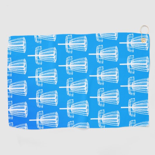 Blauwe gradiënt disc golfhanddoek met mand (Horizontaal)