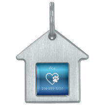 Blauwe Gradiënt Eet Speel Aai Hondennaam ID Tag