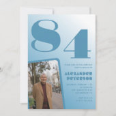 Blauwe Gradiënt Foto 84e verjaardag Kaart (Voorkant)