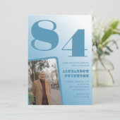 Blauwe Gradiënt Foto 84e verjaardag Kaart (Staand voorkant)
