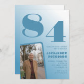 Blauwe Gradiënt Foto 84e verjaardag Kaart (Voorkant / Achterkant)