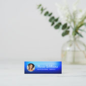 Blauwe gradiënt foto en QR code Visitekaartje (Staand voorkant)