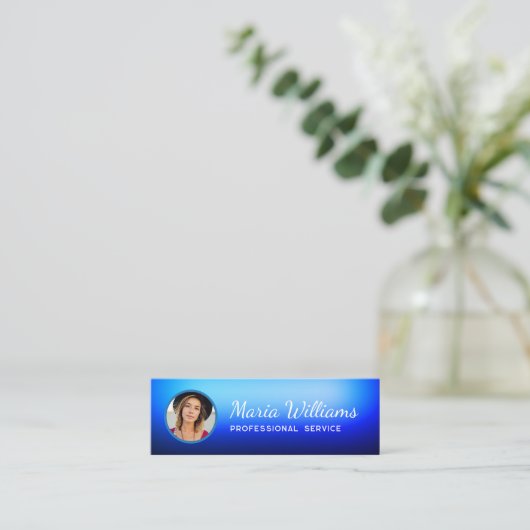 Blauwe gradiënt foto en QR code Visitekaartje (Staand voorkant)