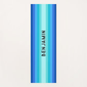 Blauwe Gradient Gestreepte Yoga Mat met Naam (Voorkant)