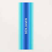 Blauwe Gradient Gestreepte Yoga Mat met Naam (Achterkant)