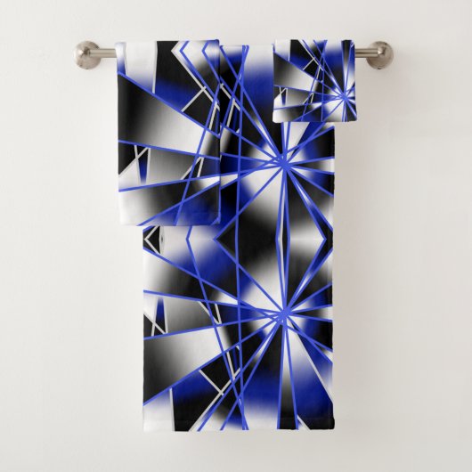 Blauwe gradiënt gevulde mechanische tekenmozaïek bad handdoek (Insitu)