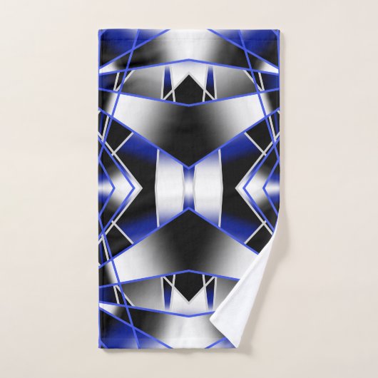 Blauwe gradiënt gevulde mechanische tekenmozaïek bad handdoek (Handdoek)