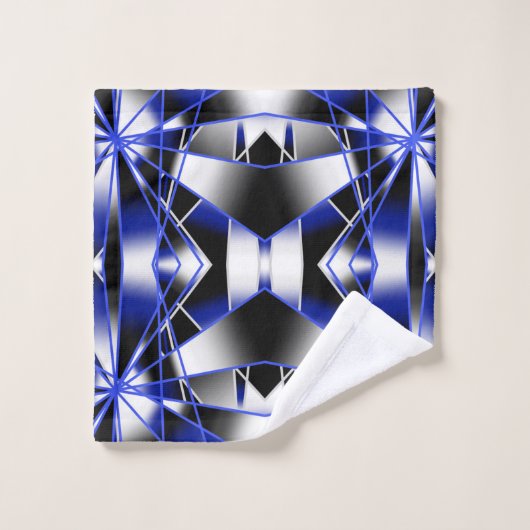 Blauwe gradiënt gevulde mechanische tekenmozaïek bad handdoek (Wasdoekje)