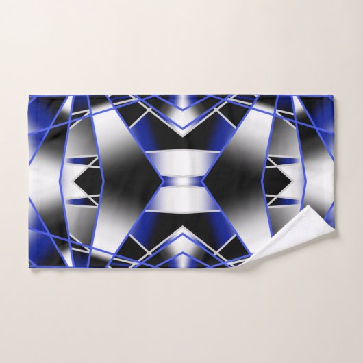 Blauwe gradiënt gevulde mechanische tekenmozaïek bad handdoek (Handdoek)