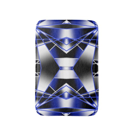 Blauwe gradiënt gevulde mechanische tekenmozaïek badmat (Voorkant Verticaal)