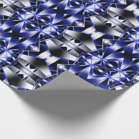 Blauwe gradiënt gevulde mechanische tekenmozaïek cadeaupapier (Hoek)