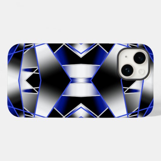 Blauwe gradiënt gevulde mechanische tekenmozaïek Case-Mate iPhone case (Achterkant (horizontaal))