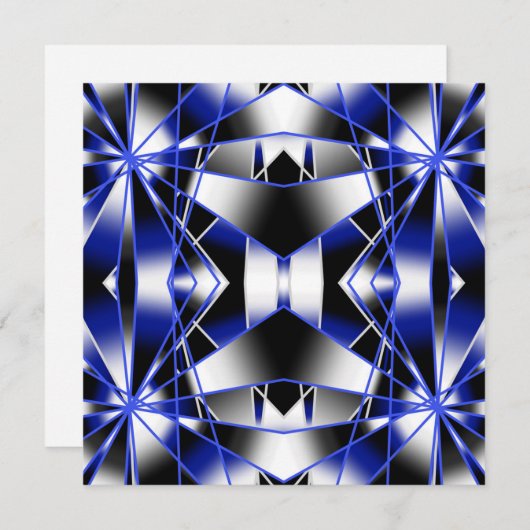 Blauwe gradiënt gevulde mechanische tekenmozaïek feestdagenkaart (Voorkant / Achterkant)