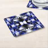 Blauwe gradiënt gevulde mechanische tekenmozaïek kartonnen onderzetters (Schuin)