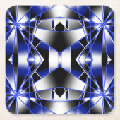 Blauwe gradiënt gevulde mechanische tekenmozaïek kartonnen onderzetters (Voorkant)