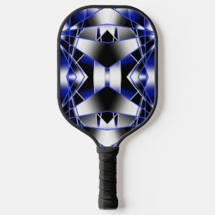 Blauwe gradiënt gevulde mechanische tekenmozaïek pickleball paddle