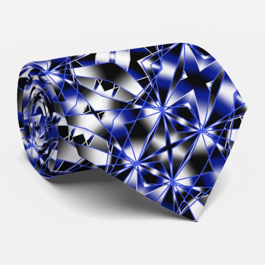 Blauwe gradiënt gevulde mechanische tekenmozaïek stropdas (Opgerold)