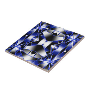 Blauwe gradiënt gevulde mechanische tekenmozaïek tegeltje