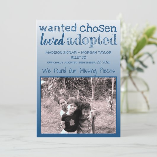 Blauwe gradiënt Gewenst verkozen Loved Aangenomen Aankondiging (Staand voorkant)