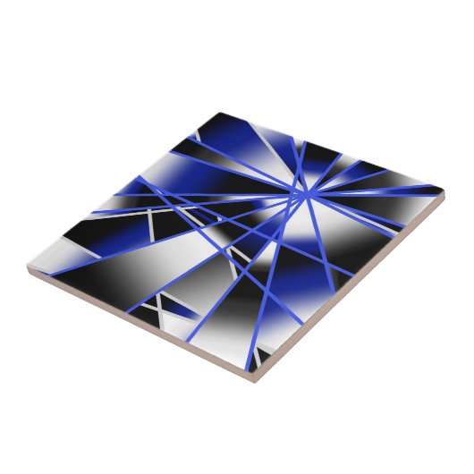 Blauwe Gradiënt Kleurvulling Mechanische Tekening Tegeltje (Zijkant)