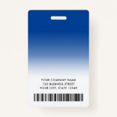 Blauwe gradiënt logo foto werknemer naam titel id badge (Achterkant)