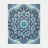 Blauwe Gradient Mandala Design 2 Fleece Deken (Voorkant)