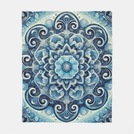 Blauwe Gradient Mandala Design 2 Fleece Deken