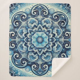 Blauwe Gradient Mandala Design 2 Sherpa Deken
