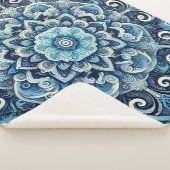 Blauwe Gradient Mandala Design 2 Sherpa Deken (3/4)