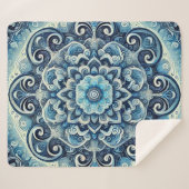 Blauwe Gradient Mandala Design 2 Sherpa Deken (Voorkant (horizontaal))