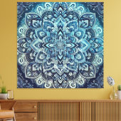 Blauwe Gradient Mandala Design Canvas Afdruk (Insitu (Woonkamer))