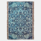 Blauwe Gradient Mandala Design Deken (Voorkant Verticaal)