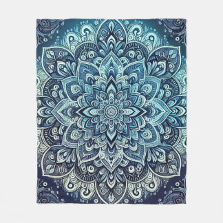 Blauwe Gradient Mandala Design Fleece Deken