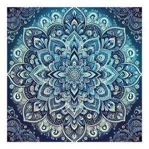 Blauwe Gradient Mandala Design Foto Afdruk