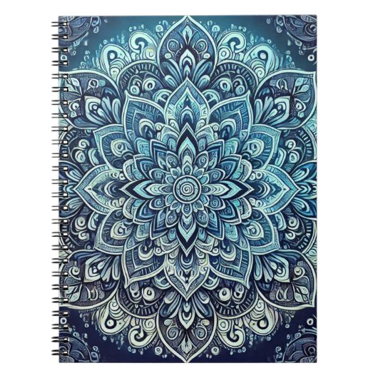Blauwe Gradient Mandala Design Notitieboek (Voorkant)