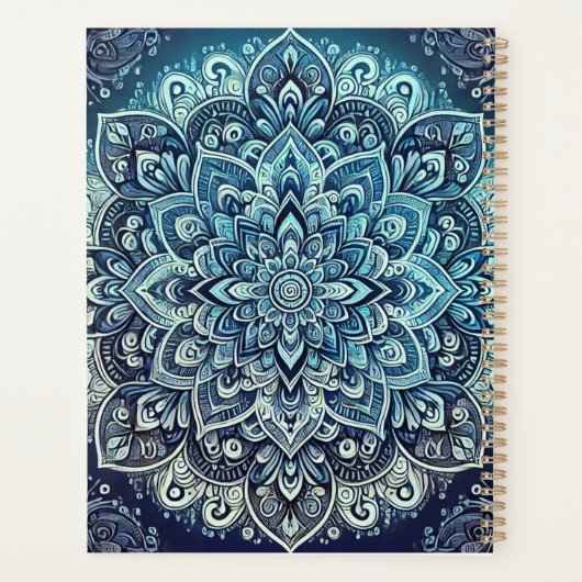Blauwe Gradient Mandala Design Planner (Achterkant)