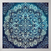 Blauwe Gradient Mandala Design Poster (Voorkant)