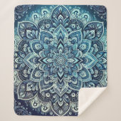 Blauwe Gradient Mandala Design Sherpa Deken (Voorkant)