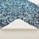 Blauwe Gradient Mandala Design Sherpa Deken (3/4)