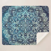 Blauwe Gradient Mandala Design Sherpa Deken (Voorkant (horizontaal))
